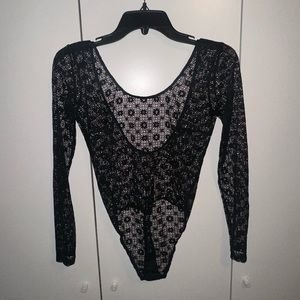 NWT Victorias Secret Bodysuit Size XS Black Floral Print Thong NEW